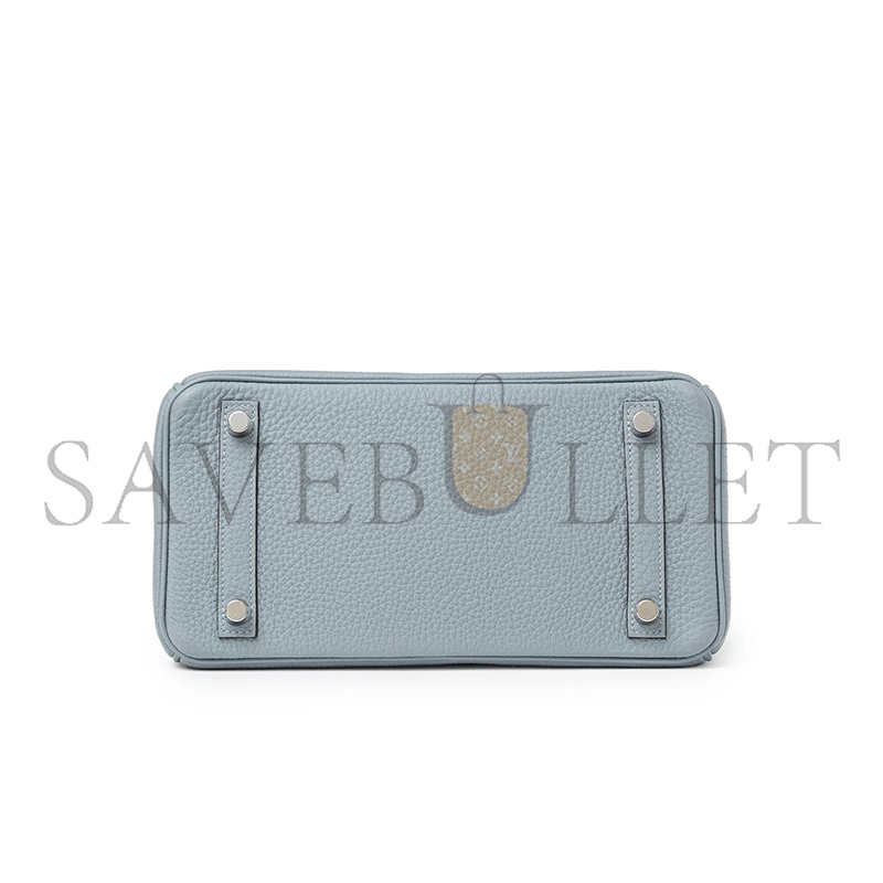 H**me5 master togo leather birkin bleu lin 30 silver buckle handbag (30*24*15cm)